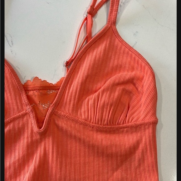 Aerie Orange Ribbed Bra with Adjustable Straps - Picture 3 of 4